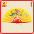 Custom printed wedding favor colorful handmade silk bamboo hand fan sticks